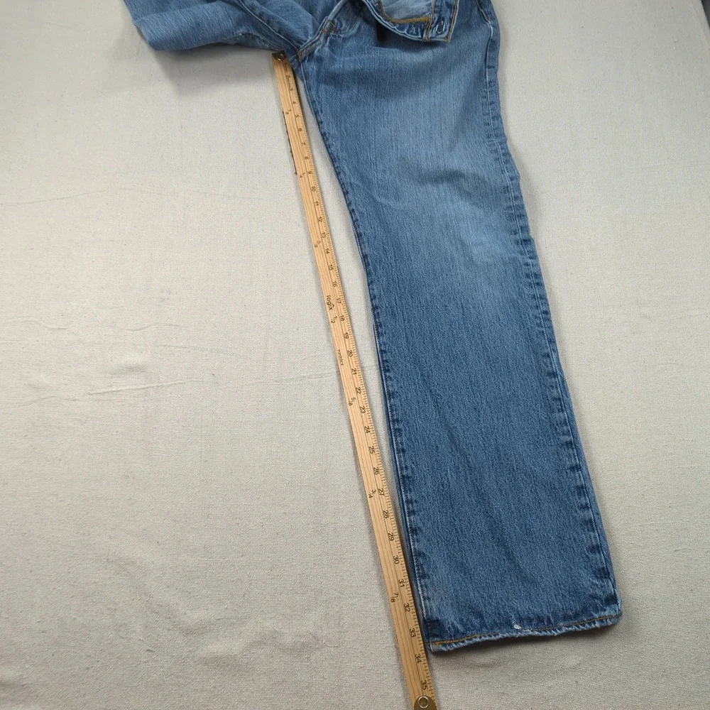Levis Jeans Mens 38x34 Blue 501 Button Fly Classic American Distressed
